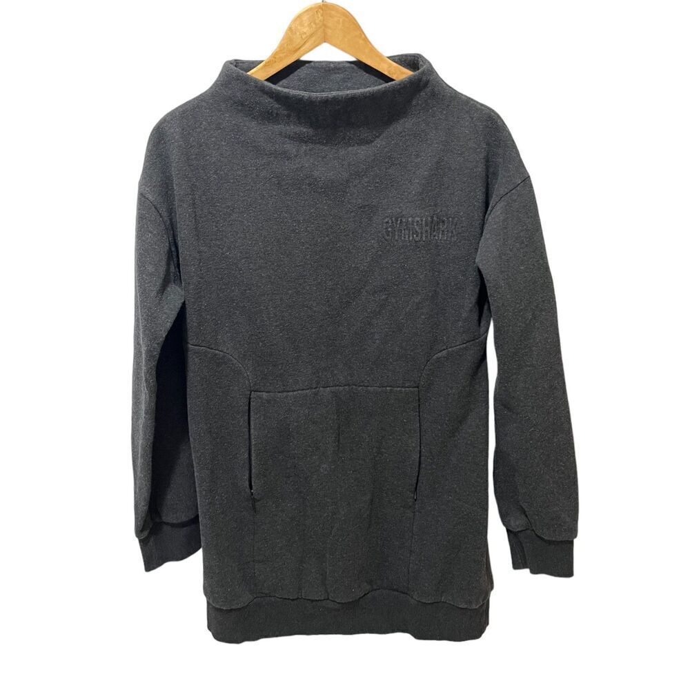 Gymshark SoSoft Mock Neck Tunic Sweatshirt Size Medium Gray Long - Picture 3 of 7